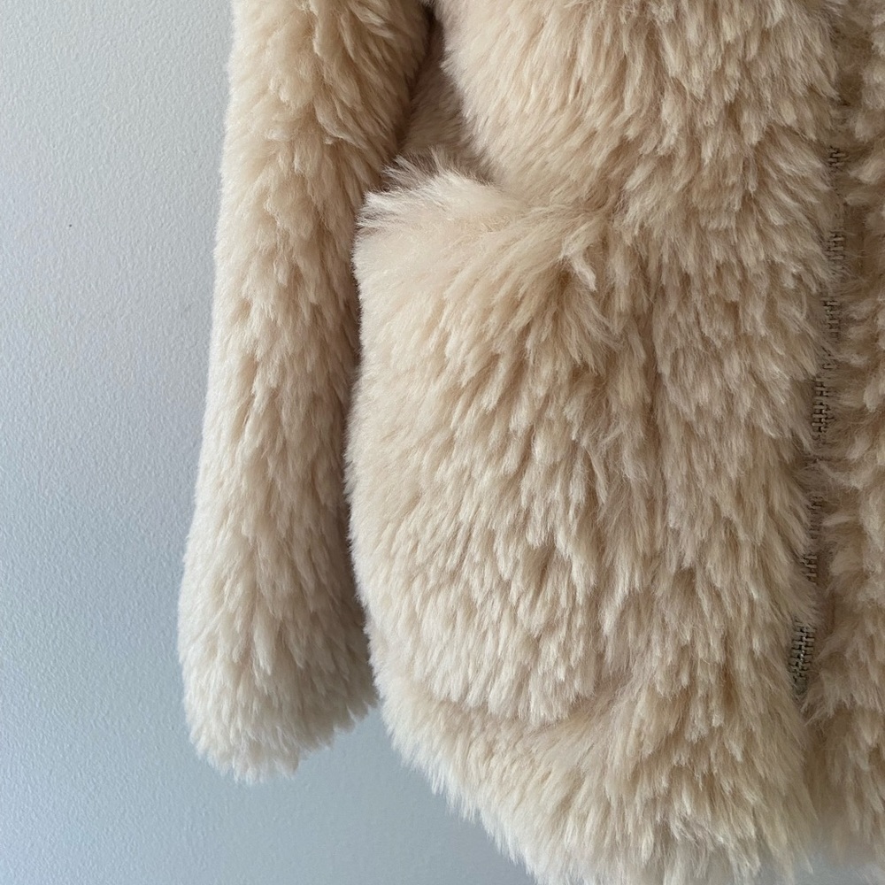 Topshop Jonas faux shearling zip fur coat borg Sherpa - Picture 6 of 14